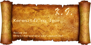 Keresztény Igor névjegykártya